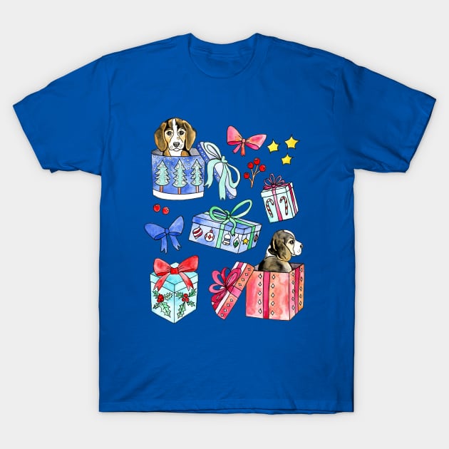 Beagles, Boxes & Bows T-Shirt by tangerinetane